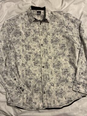 JB Holt Men’s Button Paisley Print Size Large Athletic Fit